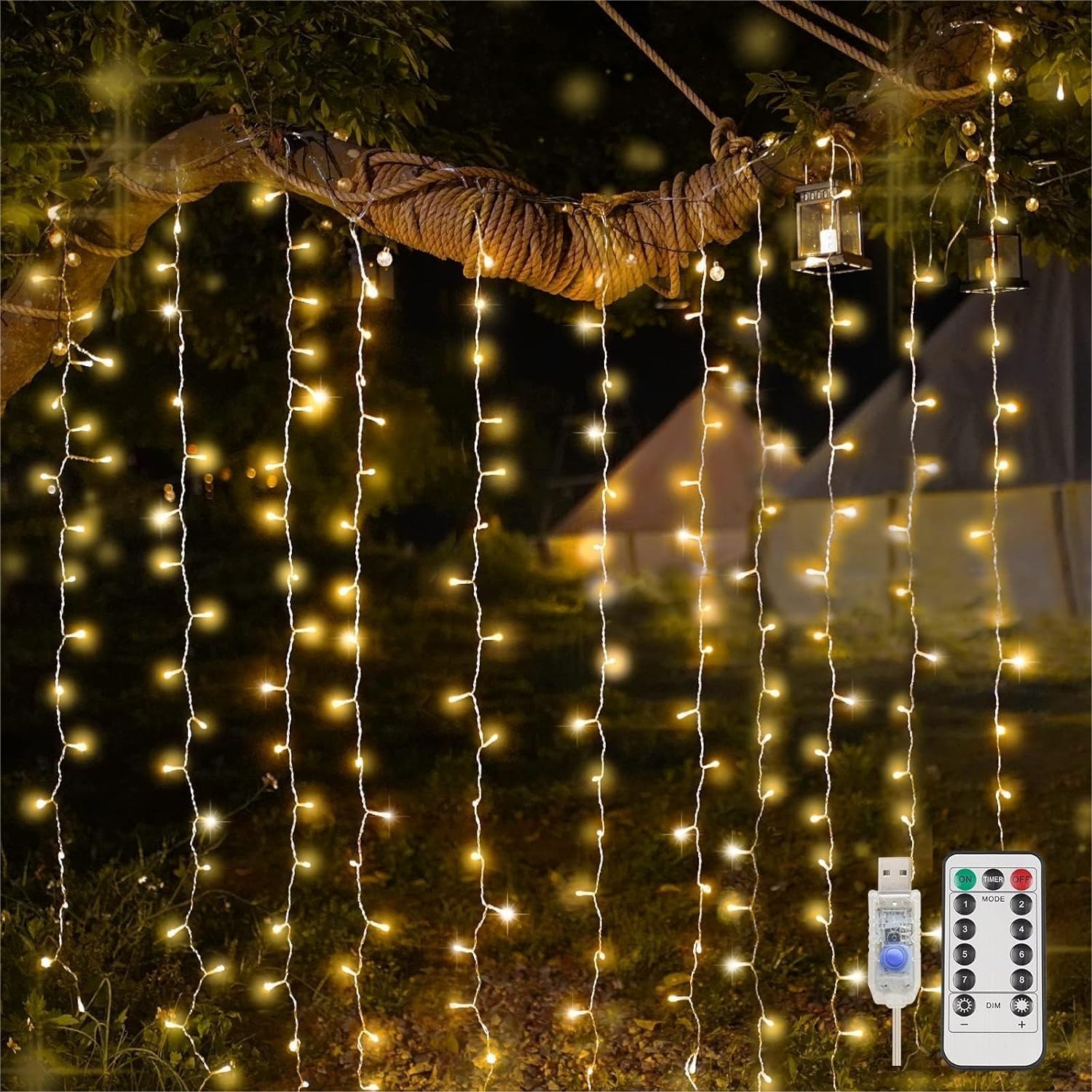 String Light Outdoor - Curtain Lights For Bedroom 200 Led