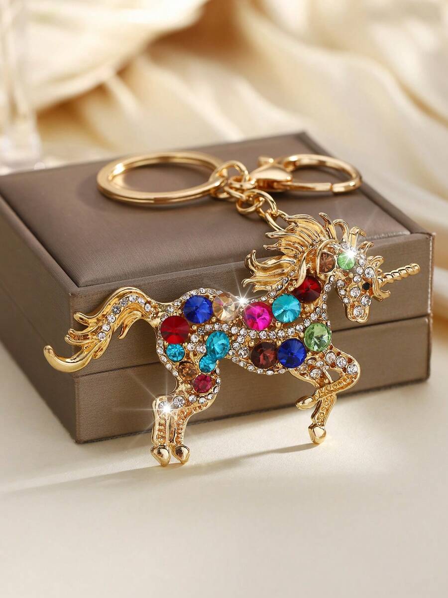 Pendant Lighting Christmas Decor - Fashion Rhinestone Unicorn Keychain Pendant For