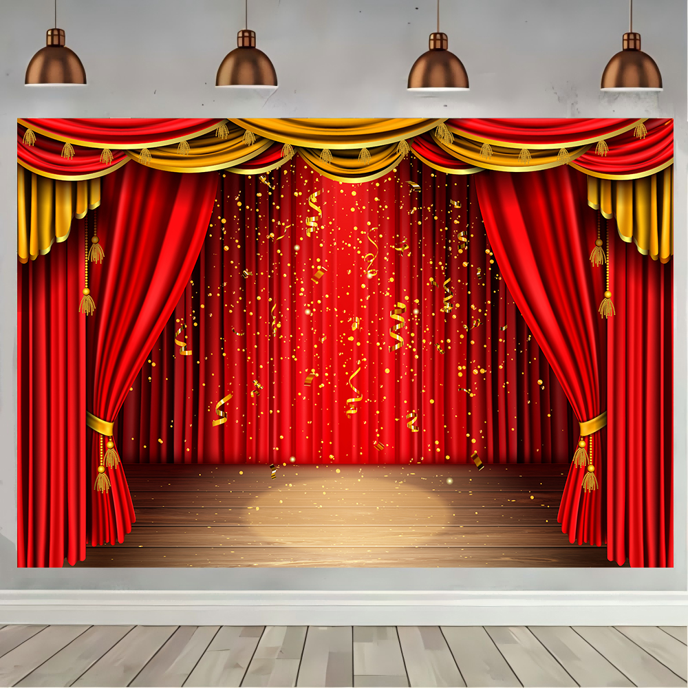 Lighting Decor Photos - Red Theater Curtain Party Backdrop Stage