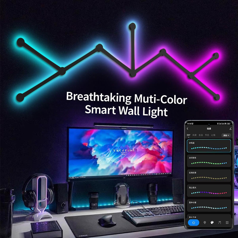 Foyer Lighting Wall Decor - LED Smart Wall Lamp RGBIC Light