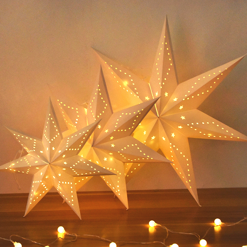 Pendant Lighting Christmas Decor - 30-60cm Hollow Star Lights Eid Mubarak