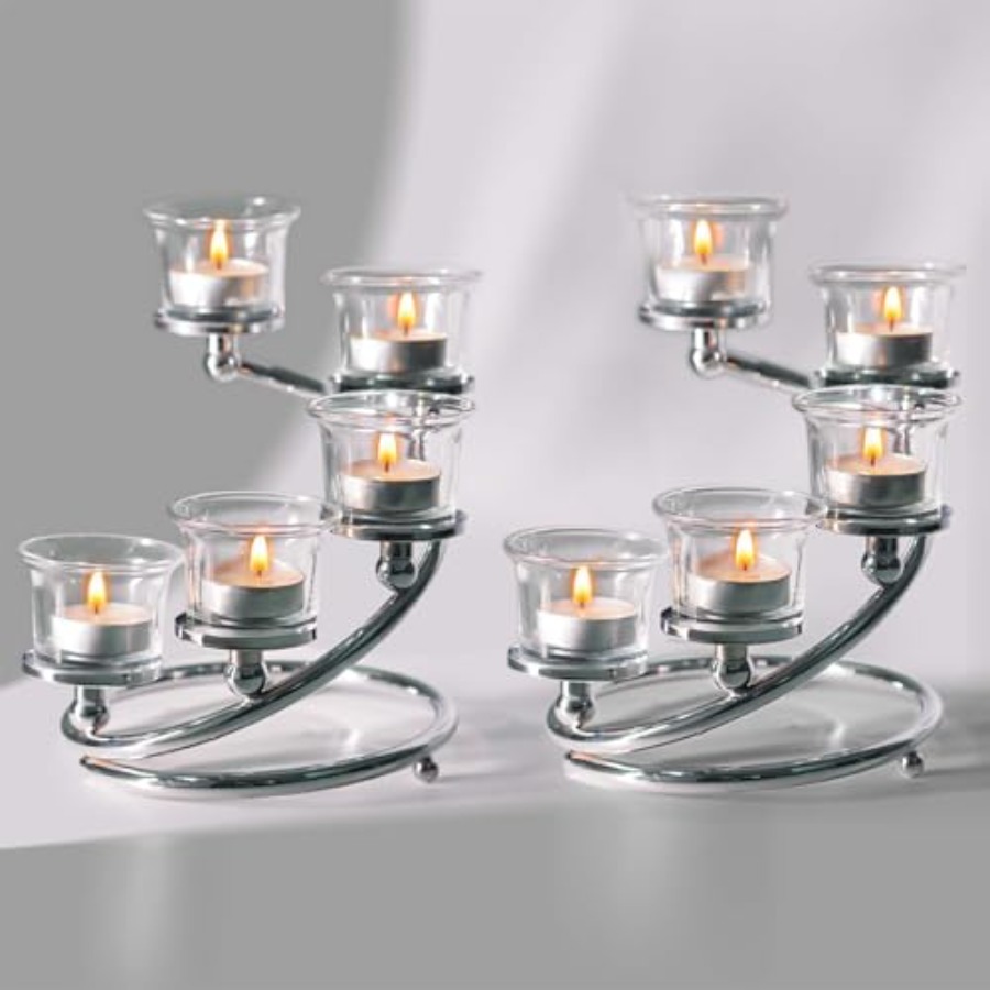 Lighting Table Decor - 5-Piece Glass Tea Light Candle Holder