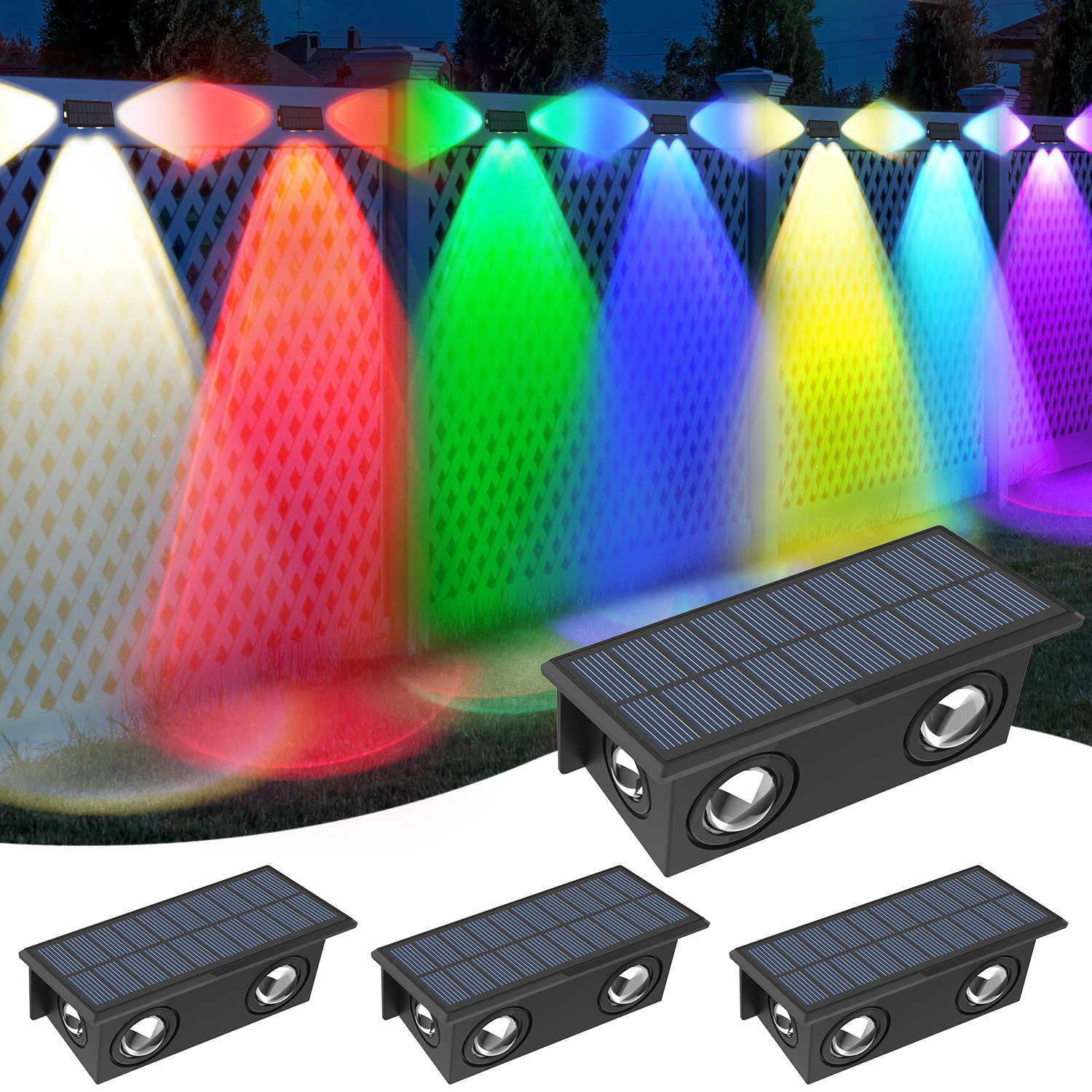 Lighting Decor Sunrise - 4PCS Solar Fence Light RGB Color