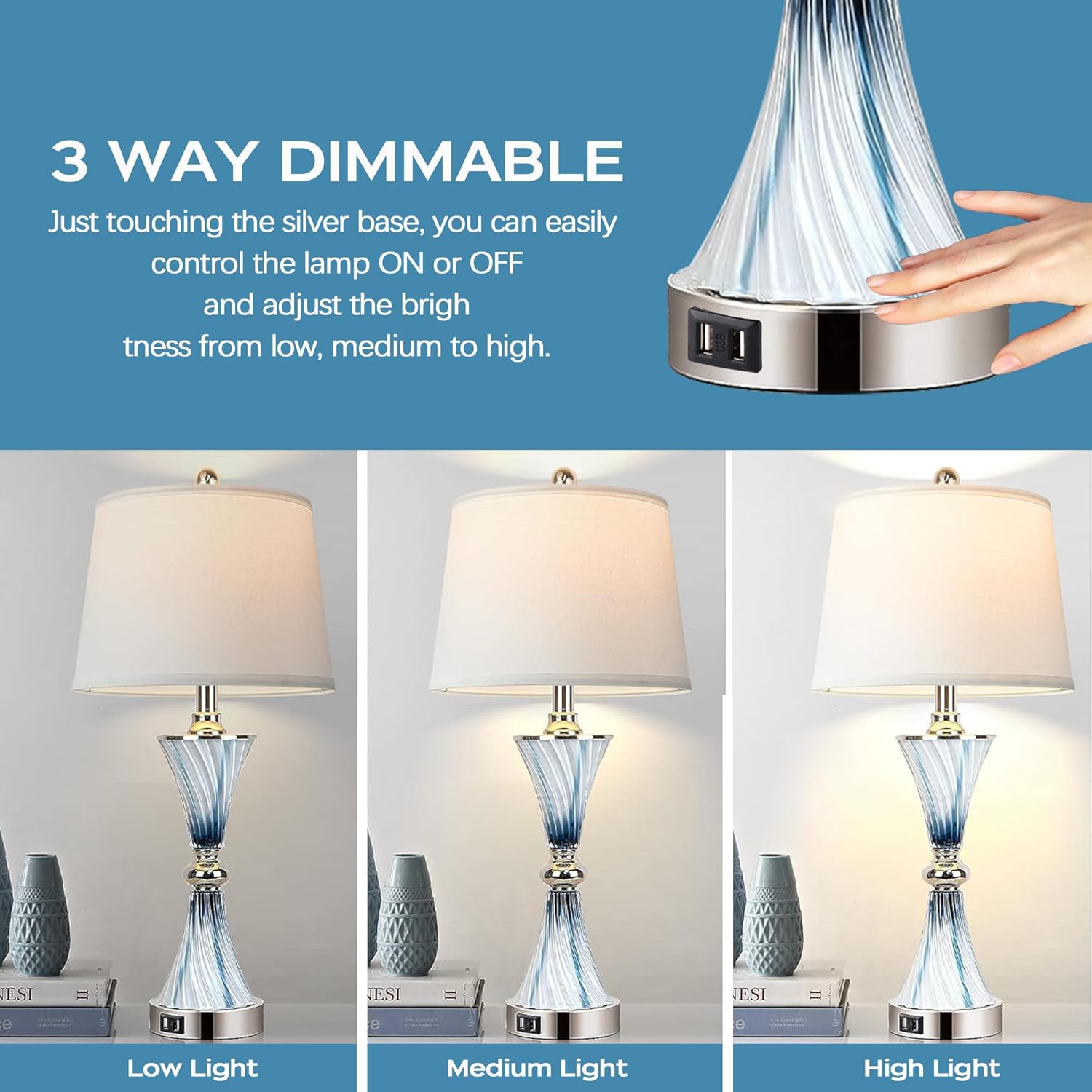 3-Way Dimmable Touch Glass Tab - Lighting Table Decor 리뷰 및 가격