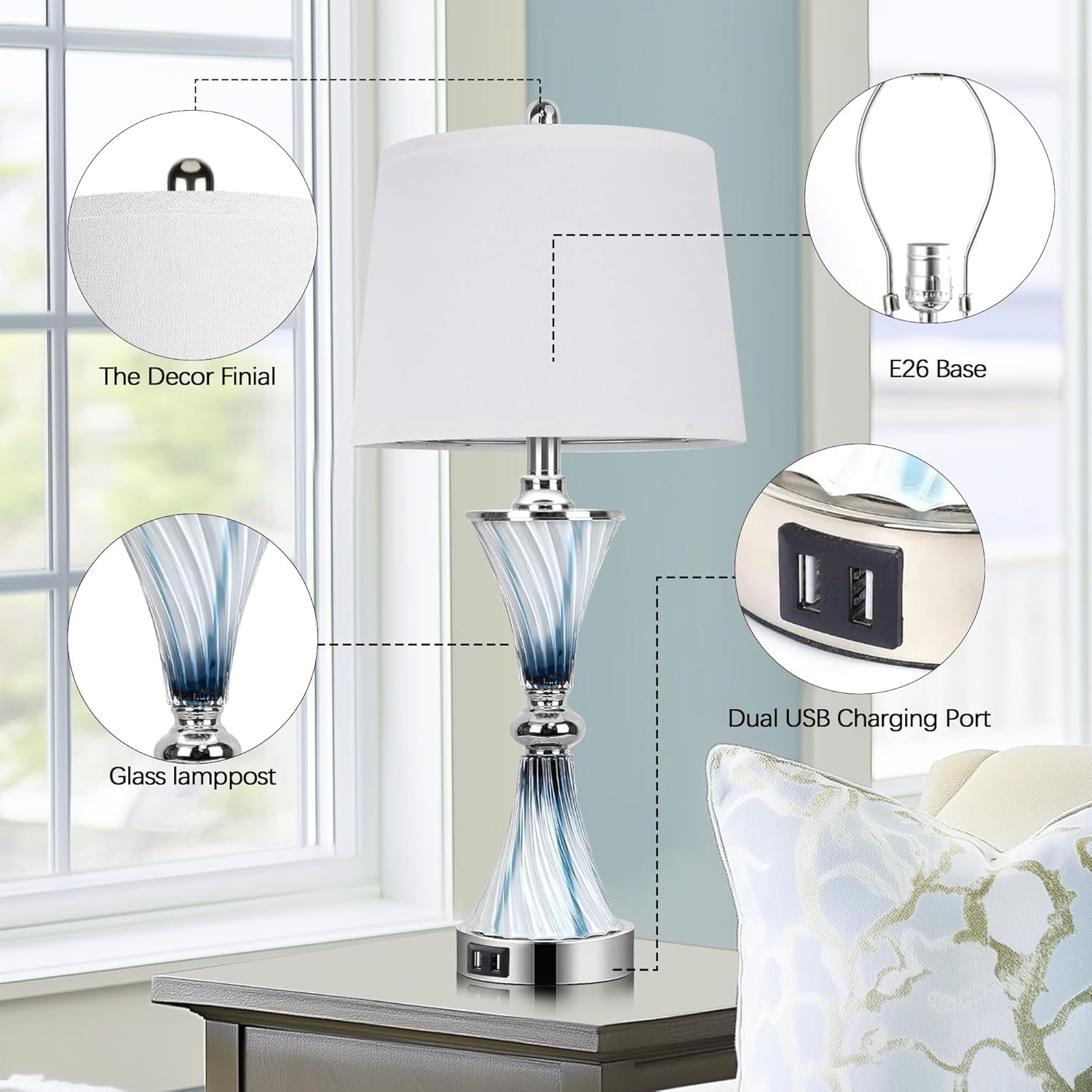 3-Way Dimmable Touch Glass Tab - Lighting Table Decor 리뷰 및 가격
