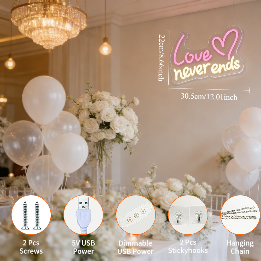 Love Never Ends LED Neon Sign  - Bedroom Lighting Decor Ideas 리뷰 및 가격