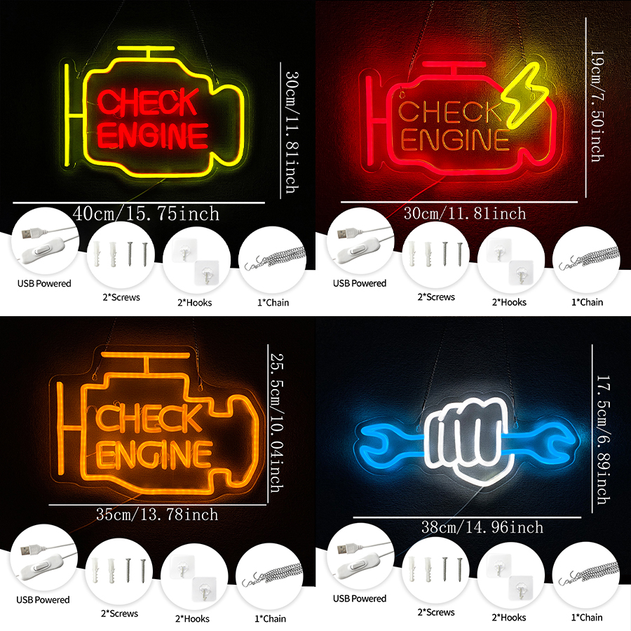 Check Engine Neon Sign For Wal - Garage Lighting Decor 리뷰 및 가격