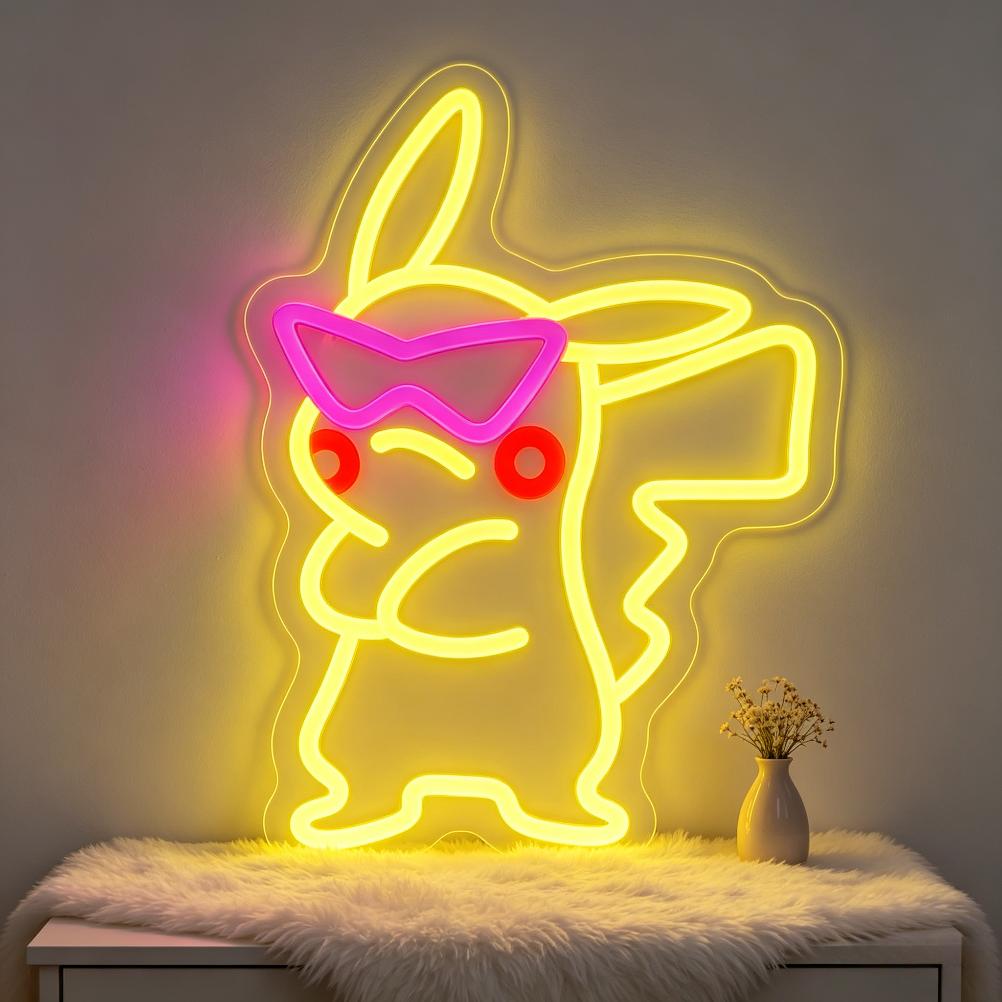 Anime Pink Sunglasses Pikachu  - Bedroom Lighting Decor Ideas 리뷰 및 가격