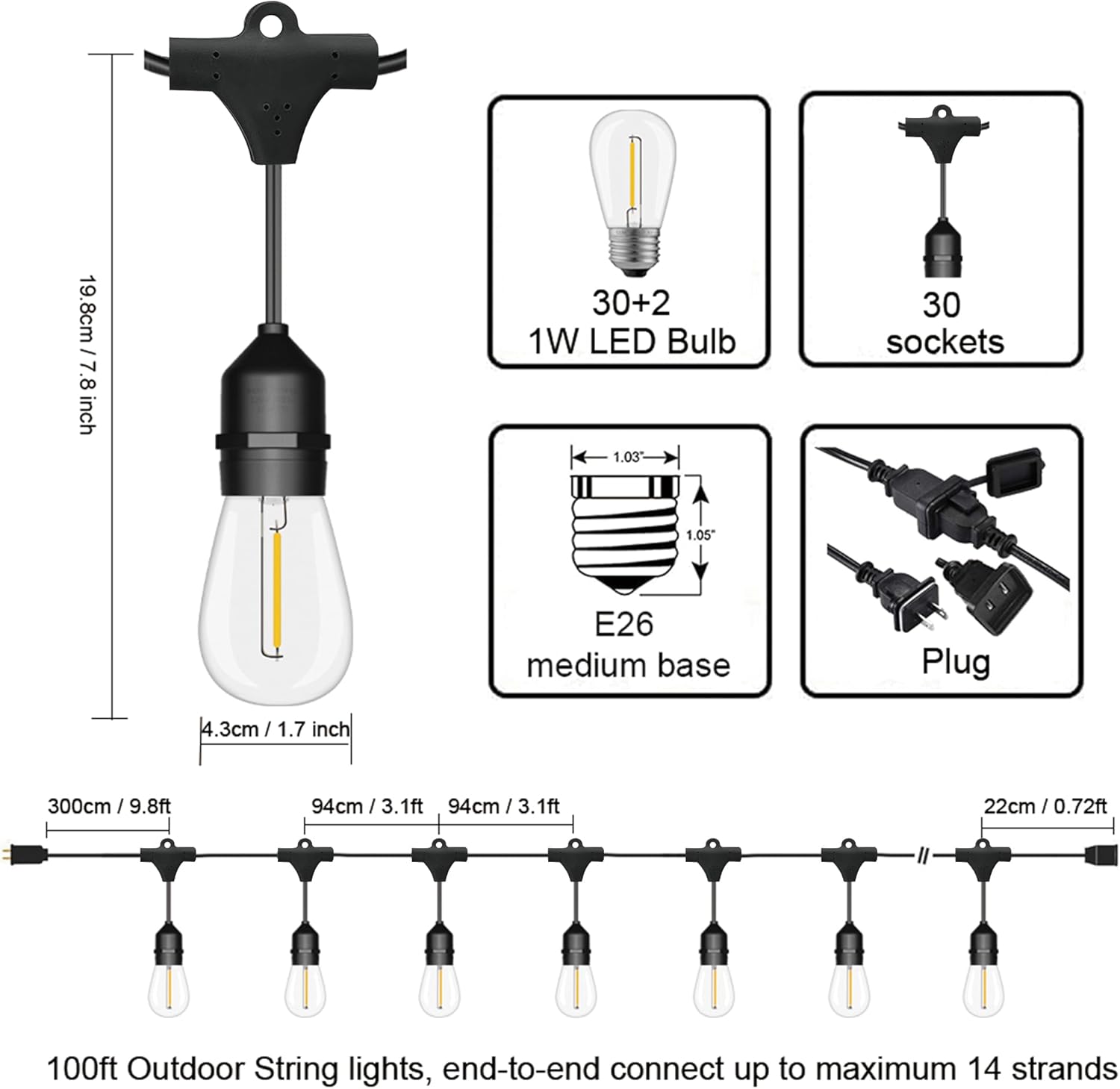 100FT Outdoor String Lights, 3 - String Light Outdoor 리뷰 및 가격