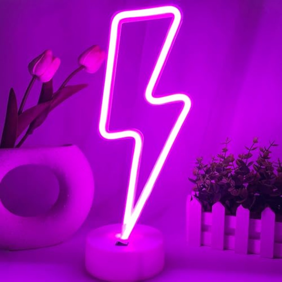 Lightning Bolt Neon Sign With  - Lighting Table Decor 리뷰 및 가격