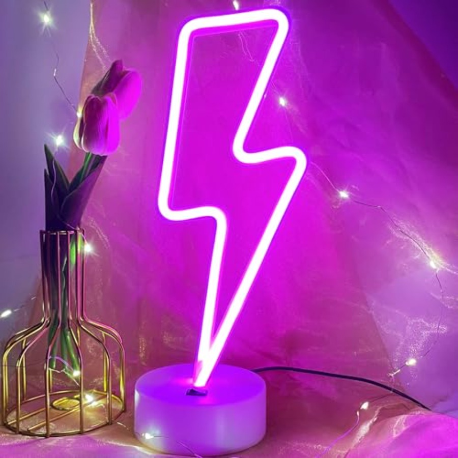 Lightning Bolt Neon Sign With  - Lighting Table Decor 리뷰 및 가격