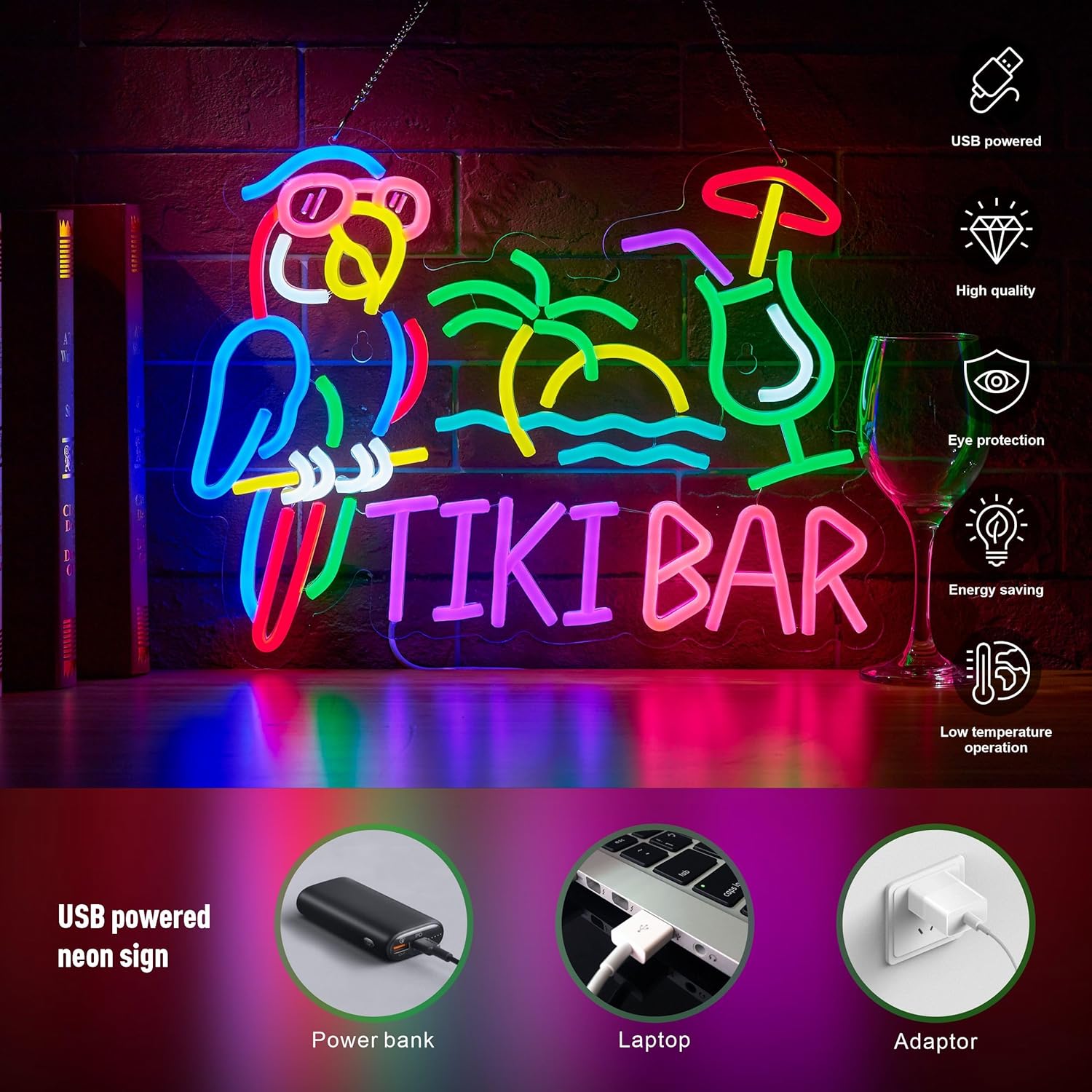 Tiki Bar Parrot Palm Tree Neon - Lighting Decor Ideas 리뷰 및 가격