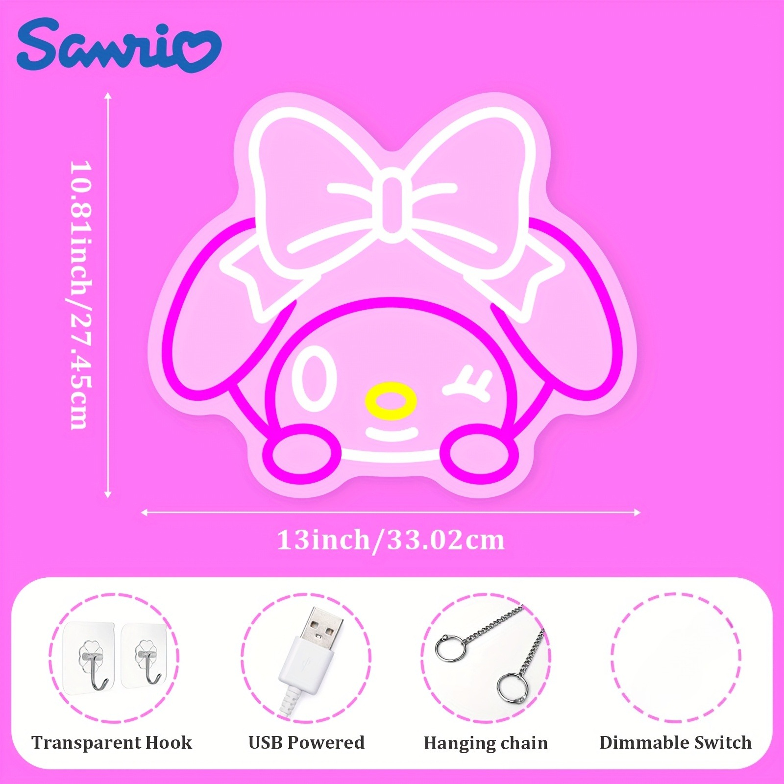 My Melody Neon Sign with Big B - Bedroom Lighting Decor Ideas 리뷰 및 가격