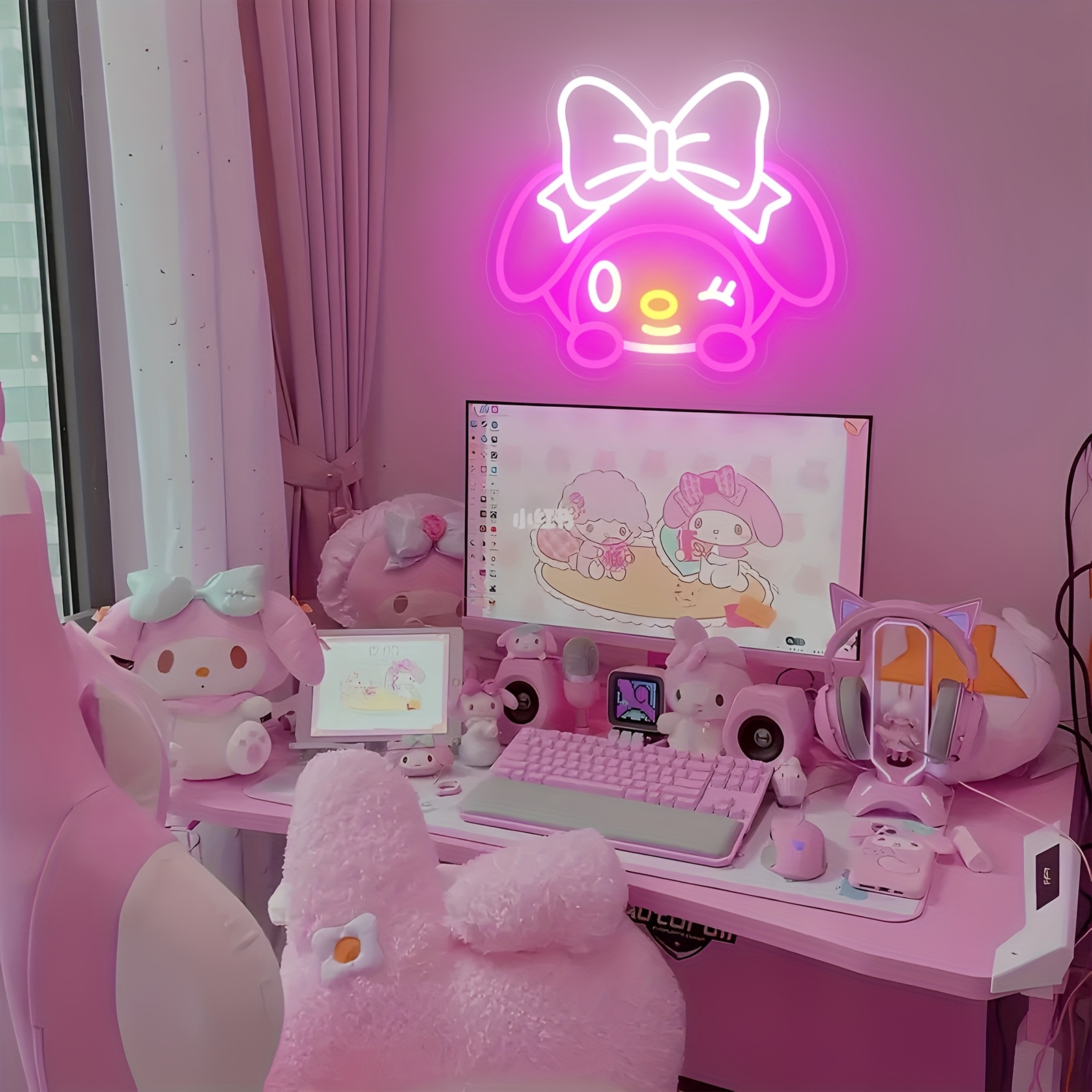 My Melody Neon Sign with Big B - Bedroom Lighting Decor Ideas 리뷰 및 가격