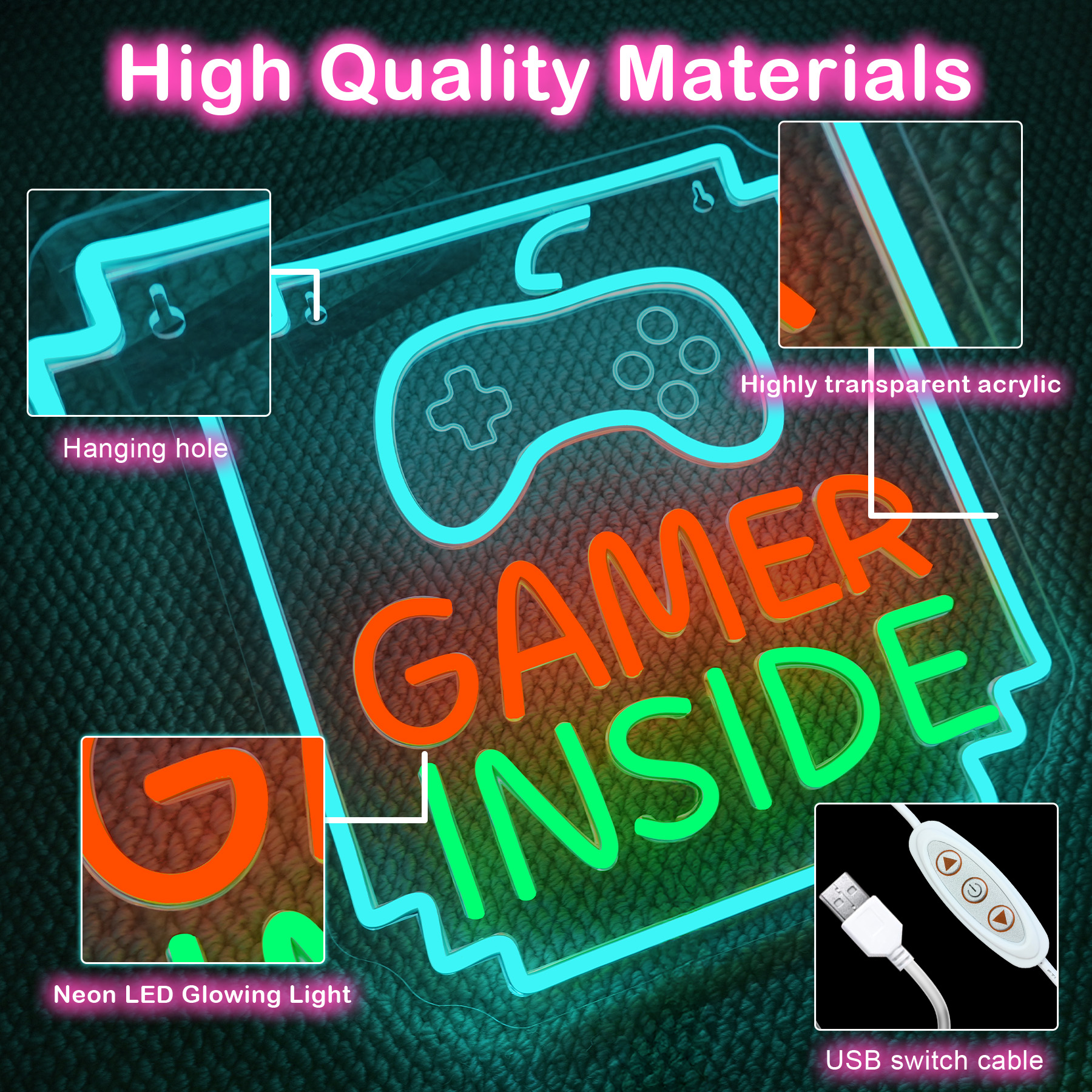 Gamer Inside Neon Sign Dimmabl - Bedroom Lighting Decor Ideas 리뷰 및 가격