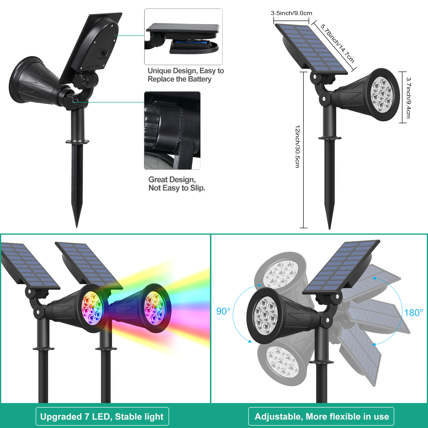 1pc/2pcs 7LED Solar Spotlight  - Lighting Decor Sunrise 리뷰 및 가격