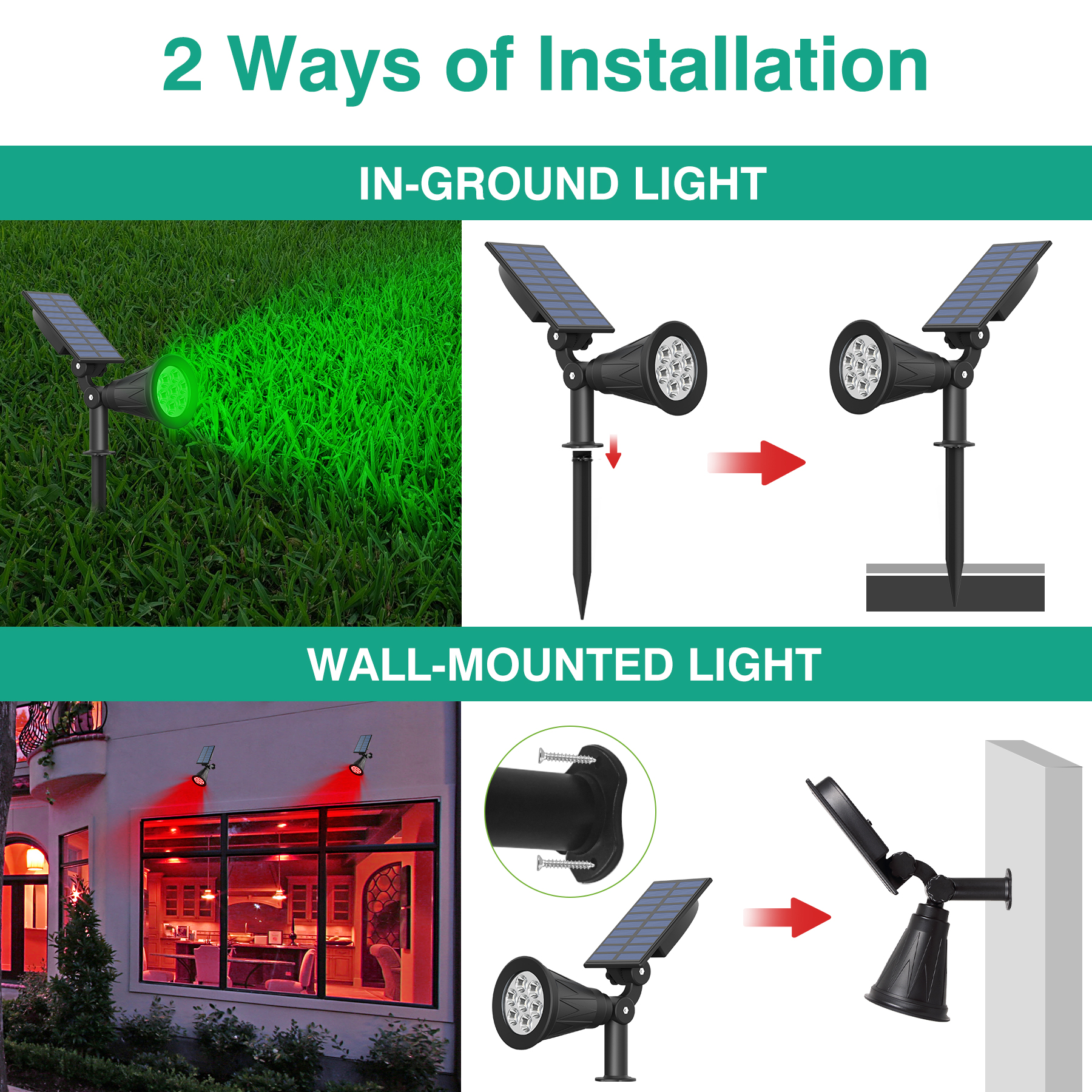 1pc/2pcs 7LED Solar Spotlight  - Lighting Decor Sunrise 리뷰 및 가격