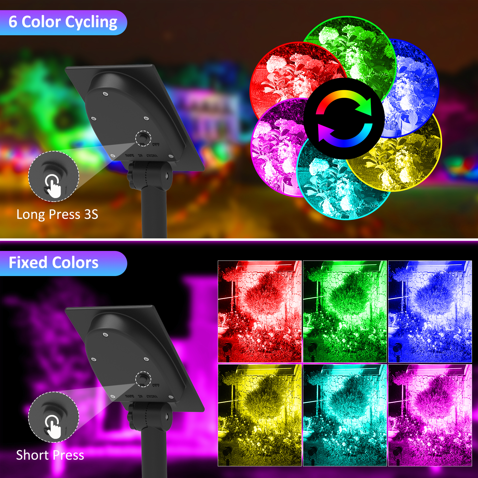 1/2/4 Lights RGB Solar LED Lig - Lighting Decor Sunrise 리뷰 및 가격