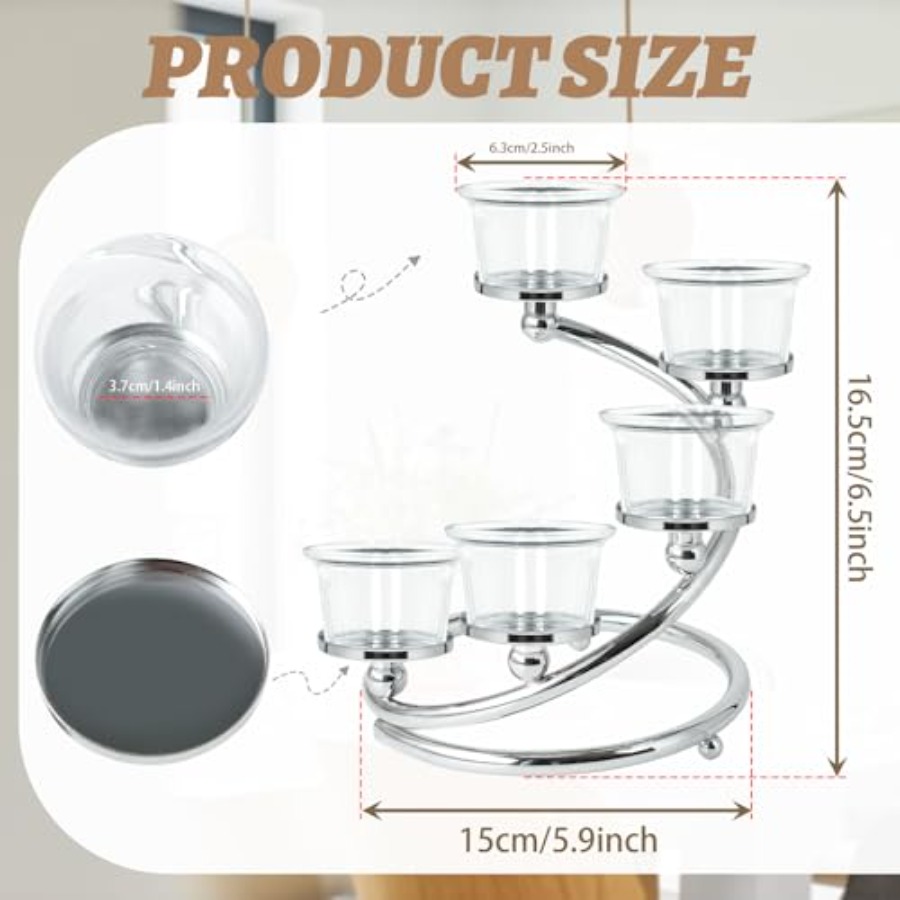 5-Piece Glass Tea Light Candle - Lighting Table Decor 리뷰 및 가격
