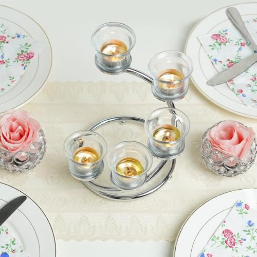 5-Piece Glass Tea Light Candle - Lighting Table Decor 리뷰 및 가격